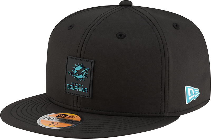 Miami Dolphins 2025 Sideline Hot Weather Black 59FIFTY Fitted Hat