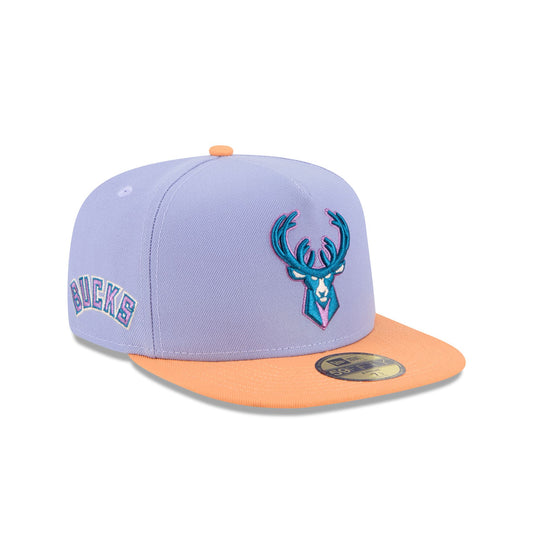 Milwaukee Bucks Lavender 59FIFTY A-Frame Fitted Hat - New Era Cap