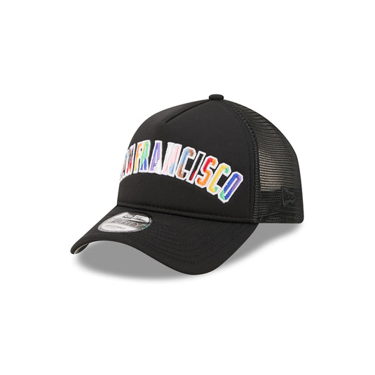 San Francisco Giants Rainbow Wordmark 9FORTY A-Frame Trucker Hat - New Era Cap