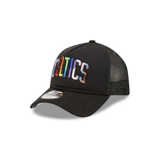 Boston Celtics Rainbow Wordmark 9FORTY A-Frame Trucker Hat - New Era Cap