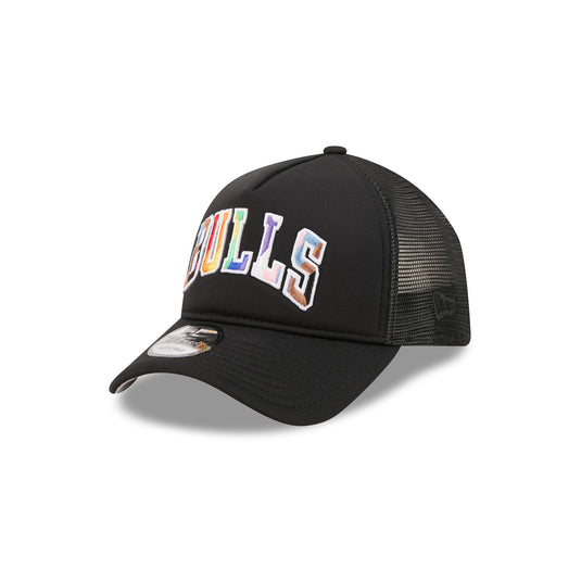 Chicago Bulls Rainbow Wordmark 9FORTY A-Frame Trucker Hat - New Era Cap