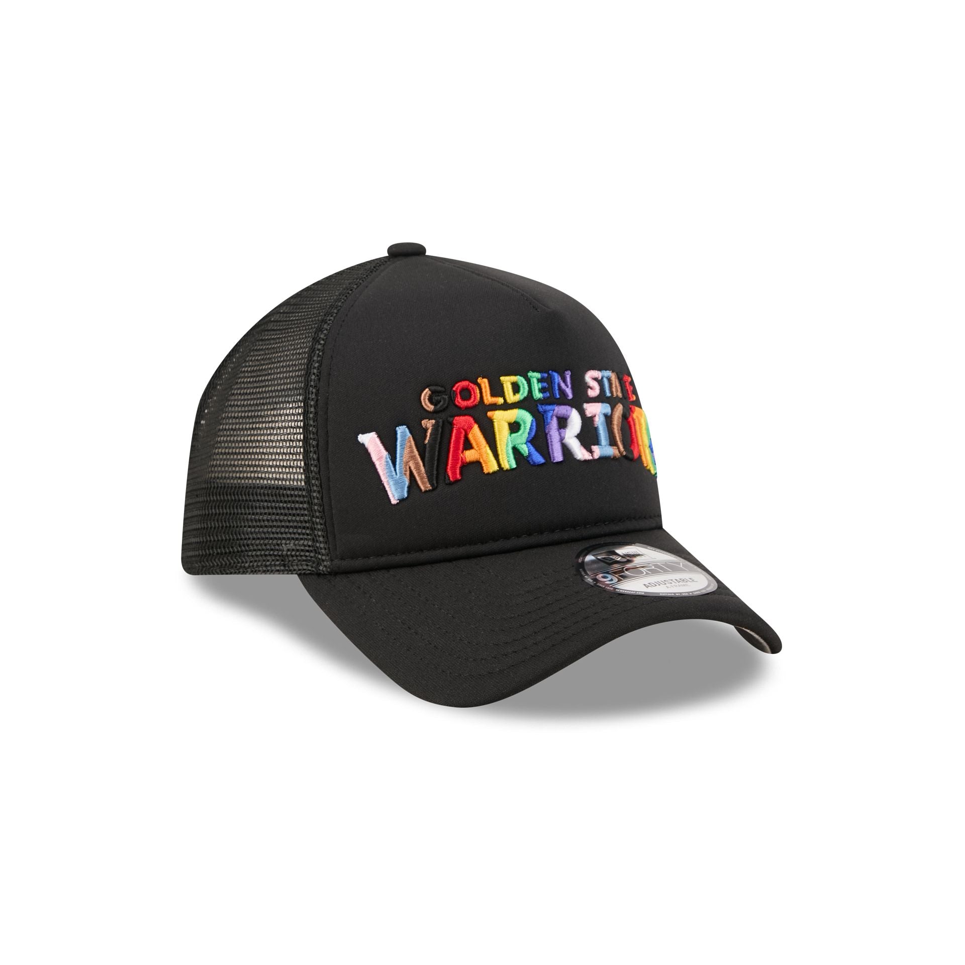 Golden State Warriors Rainbow Wordmark 9FORTY A-Frame Trucker Hat