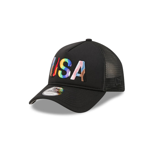 US Soccer Rainbow Wordmark 9FORTY A-Frame Trucker Hat - New Era Cap