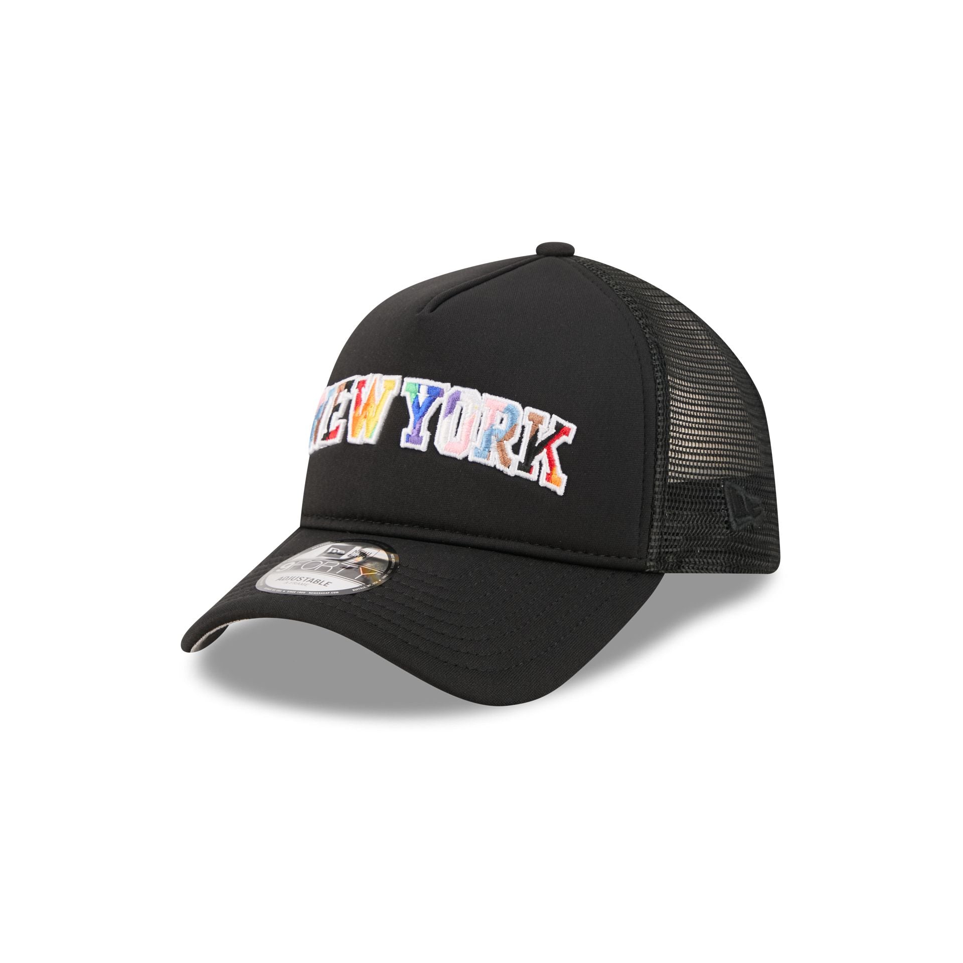 New York Knicks Rainbow Wordmark 9FORTY A-Frame Trucker Hat – New