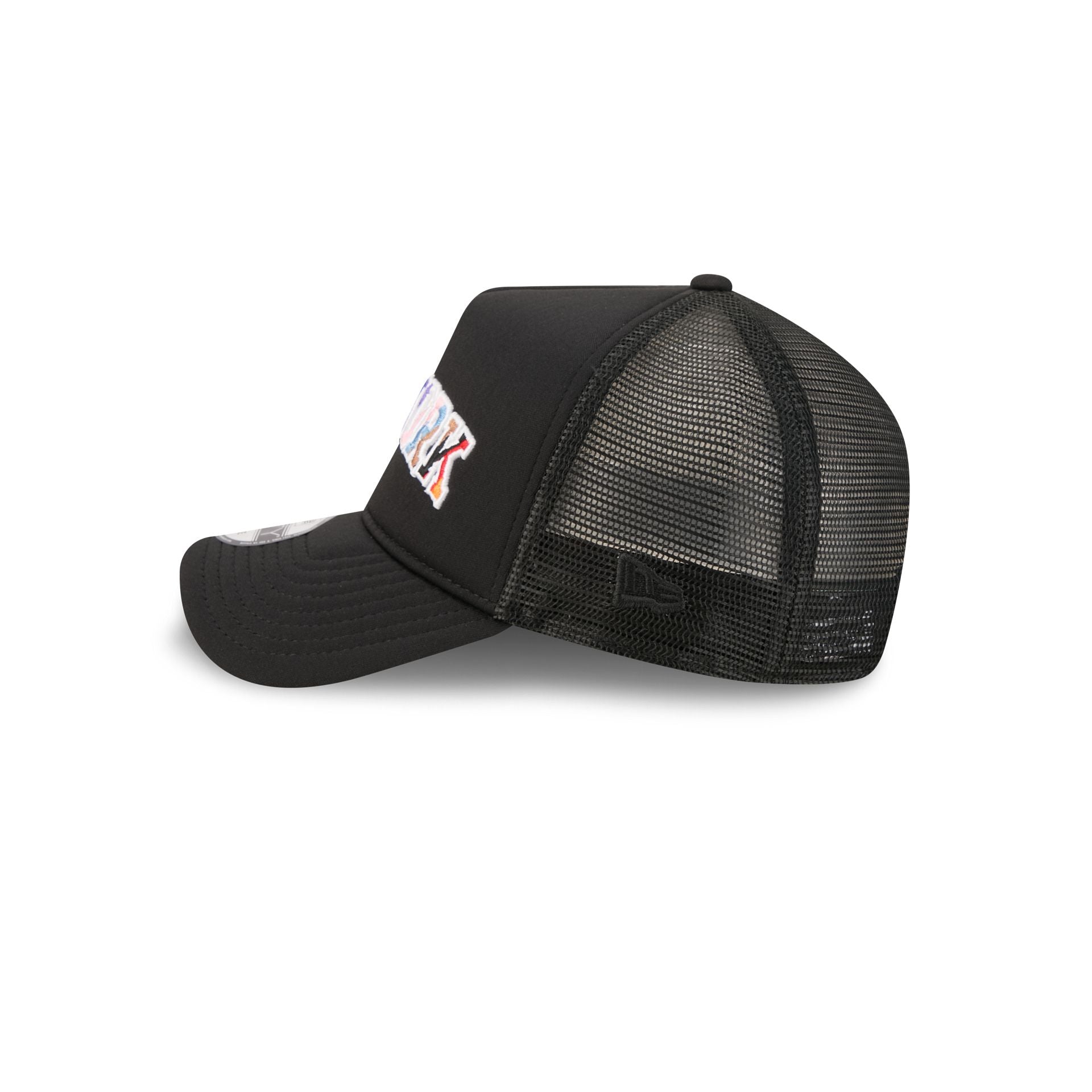 New York Knicks Rainbow Wordmark 9FORTY A-Frame Trucker Hat