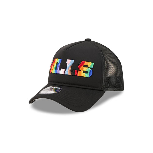 Buffalo Bills Rainbow Wordmark 9FORTY A-Frame Trucker Hat - New Era Cap