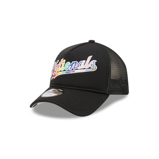 Washington Nationals Rainbow Wordmark 9FORTY A-Frame Trucker Hat - New Era Cap