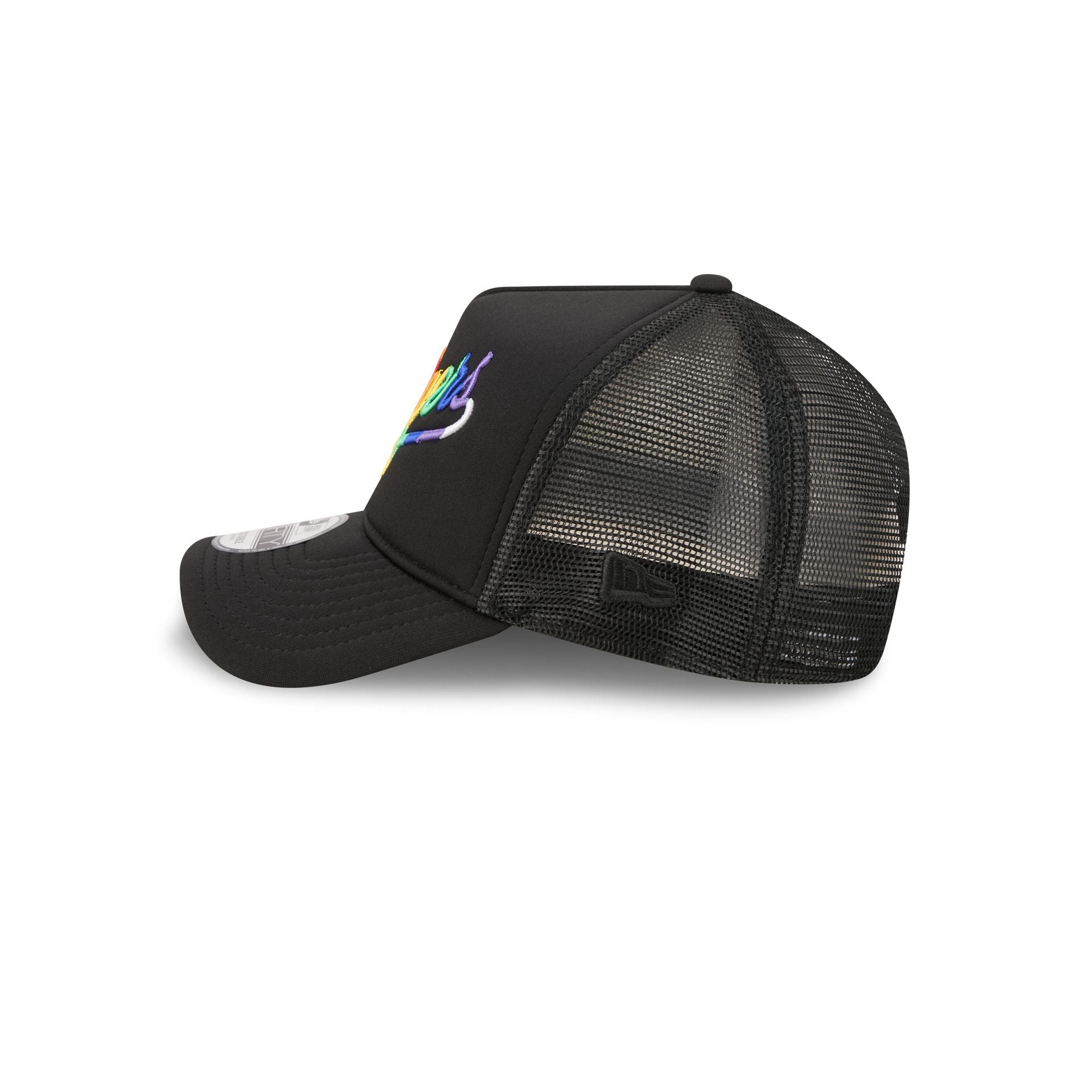 Los Angeles Dodgers Rainbow Wordmark 9FORTY A-Frame Trucker Hat
