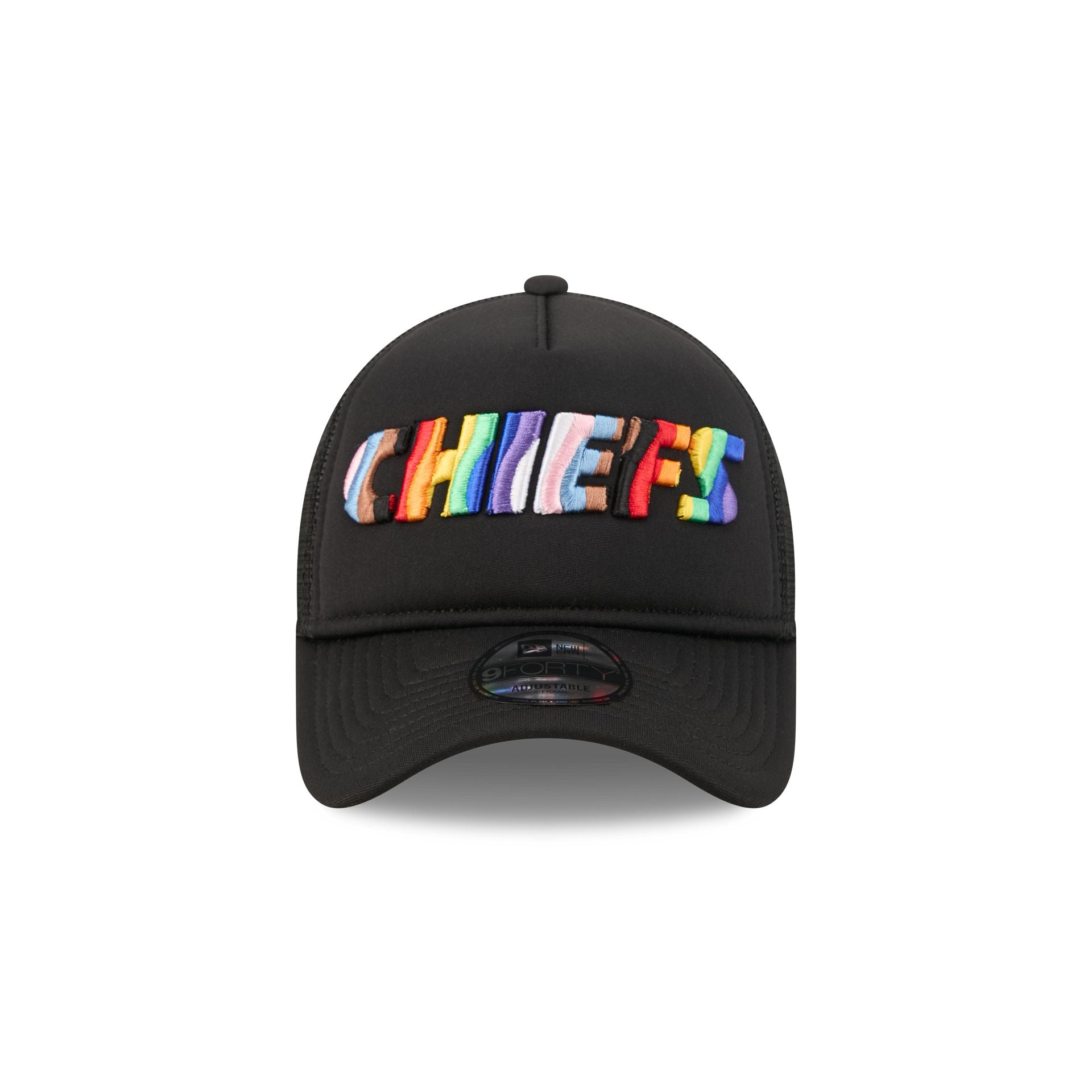 Kansas City Chiefs Rainbow Wordmark 9FORTY A-Frame Trucker Hat