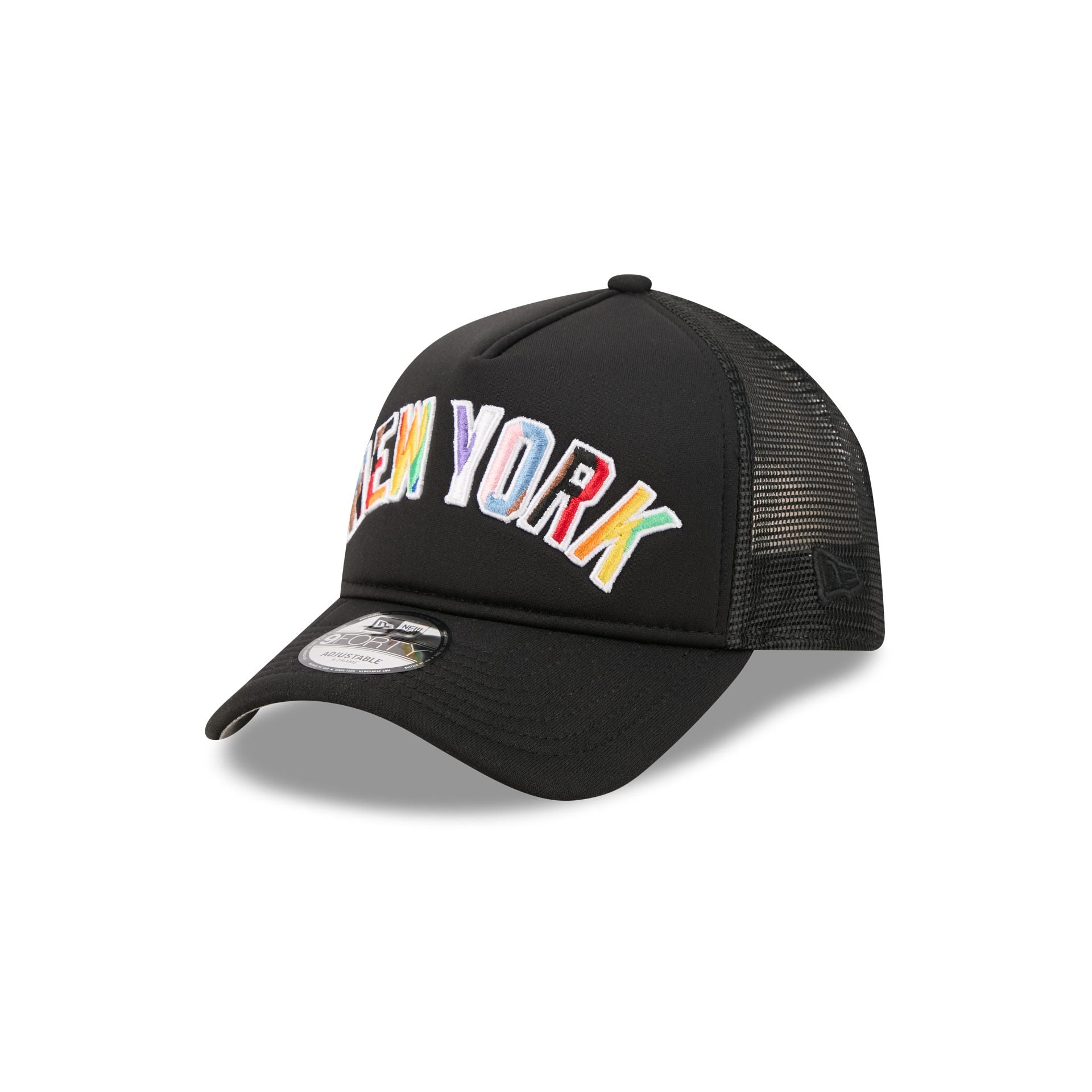 New York Yankees Rainbow Wordmark 9FORTY A-Frame Trucker Hat