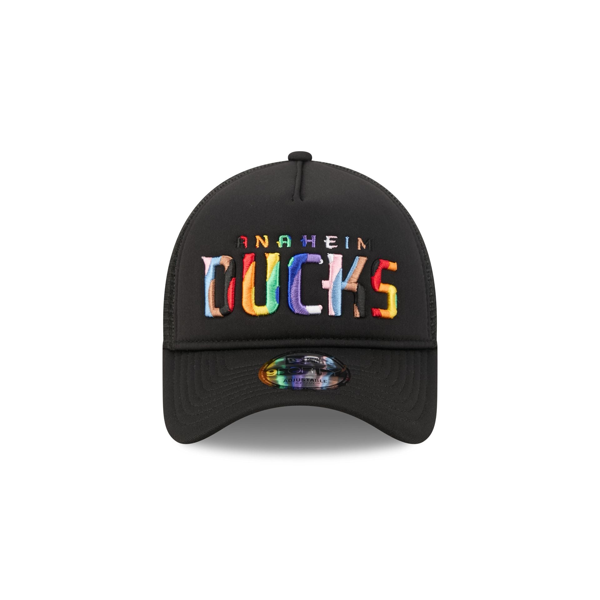 Anaheim Ducks Rainbow Wordmark 9FORTY A-Frame Trucker Hat
