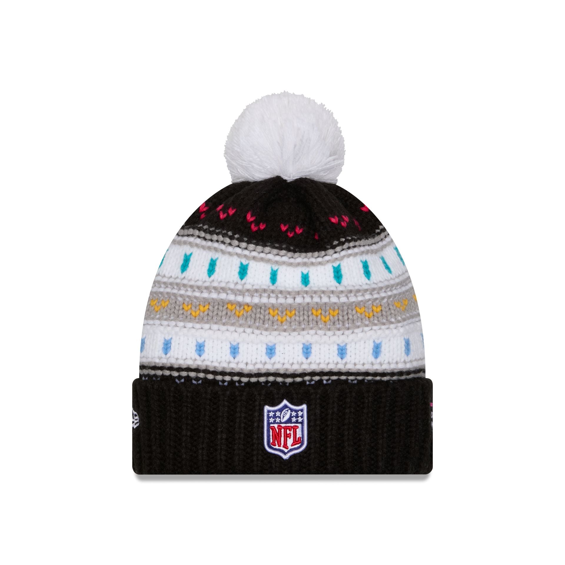 New England Patriots 2025 Crucial Catch Women's Pom Knit Hat