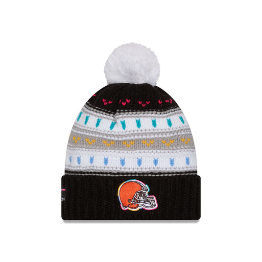 Cleveland Browns 2025 Crucial Catch Women's Pom Knit Hat - New Era Cap