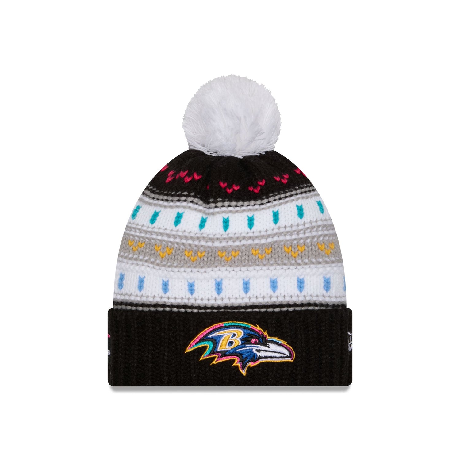Baltimore Ravens 2025 Crucial Catch Women's Pom Knit Hat