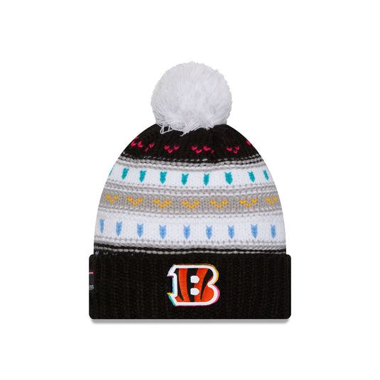 Cincinnati Bengals 2025 Crucial Catch Women's Pom Knit Hat - New Era Cap
