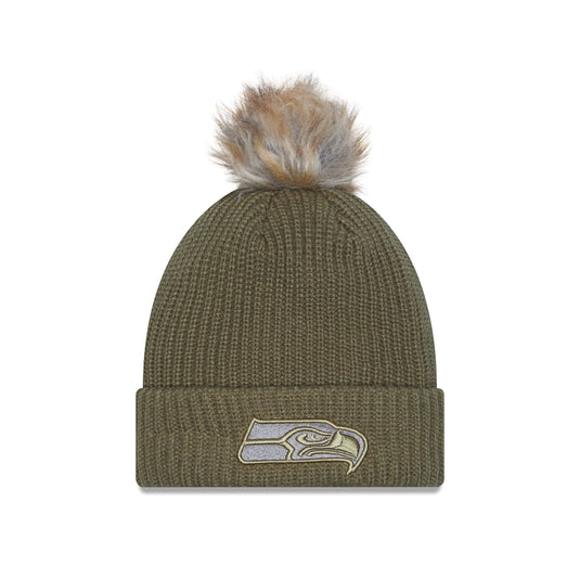 Seattle Seahawks 2025 Salute to Service Women's Pom Knit Hat - New Era Cap