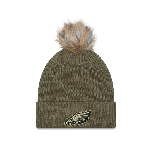 Philadelphia Eagles 2025 Salute to Service Women's Pom Knit Hat - New Era Cap