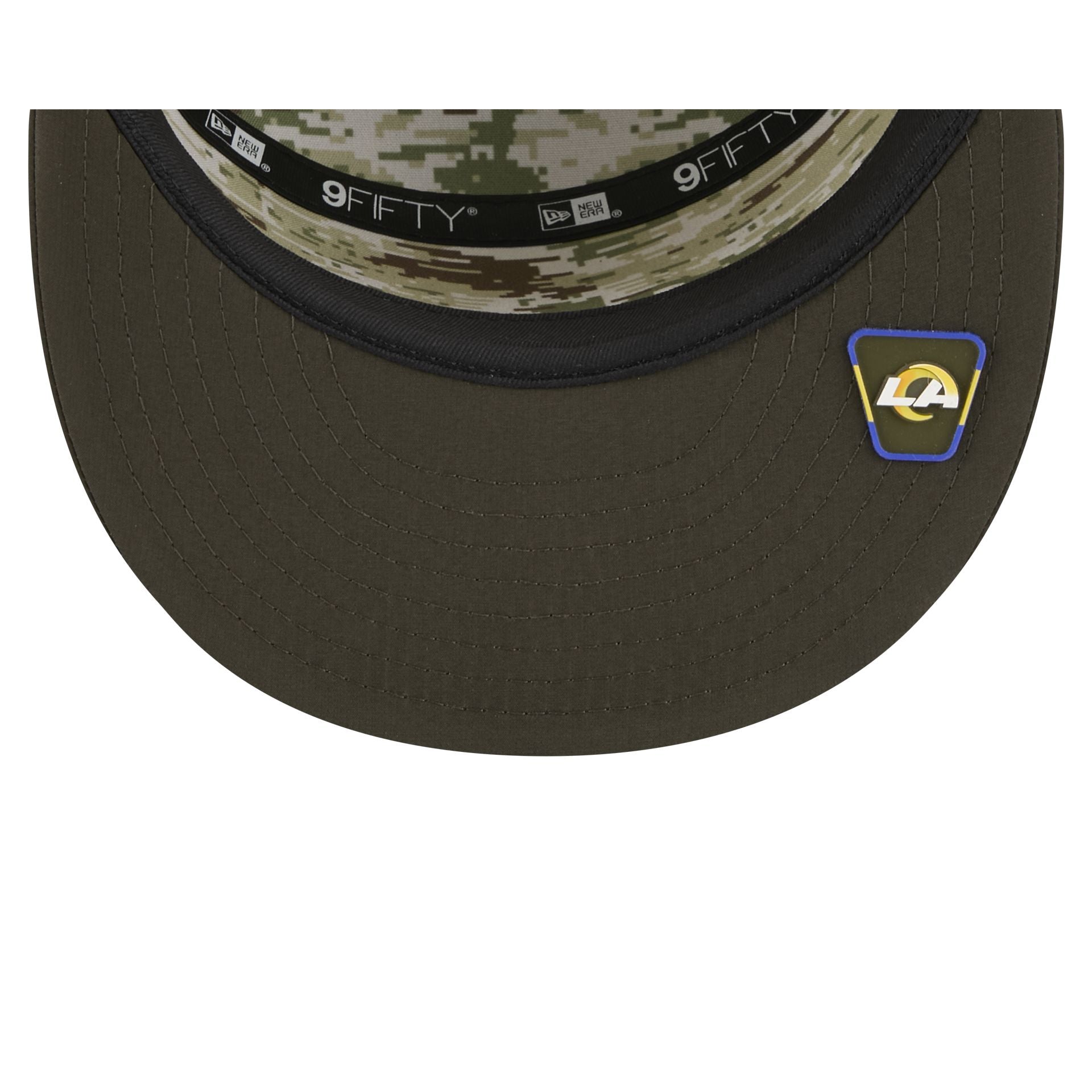 Los Angeles Rams 2025 Salute to Service Split Panel 9FIFTY Trucker Hat