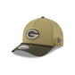 Green Bay Packers 2025 Salute to Service 9FORTY M-Crown A-Frame Trucker Hat