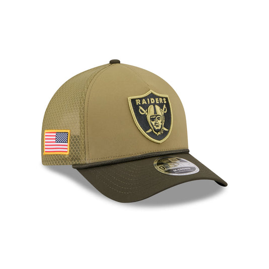 Las Vegas Raiders 2025 Salute to Service 9FORTY M-Crown A-Frame Trucker Hat - New Era Cap