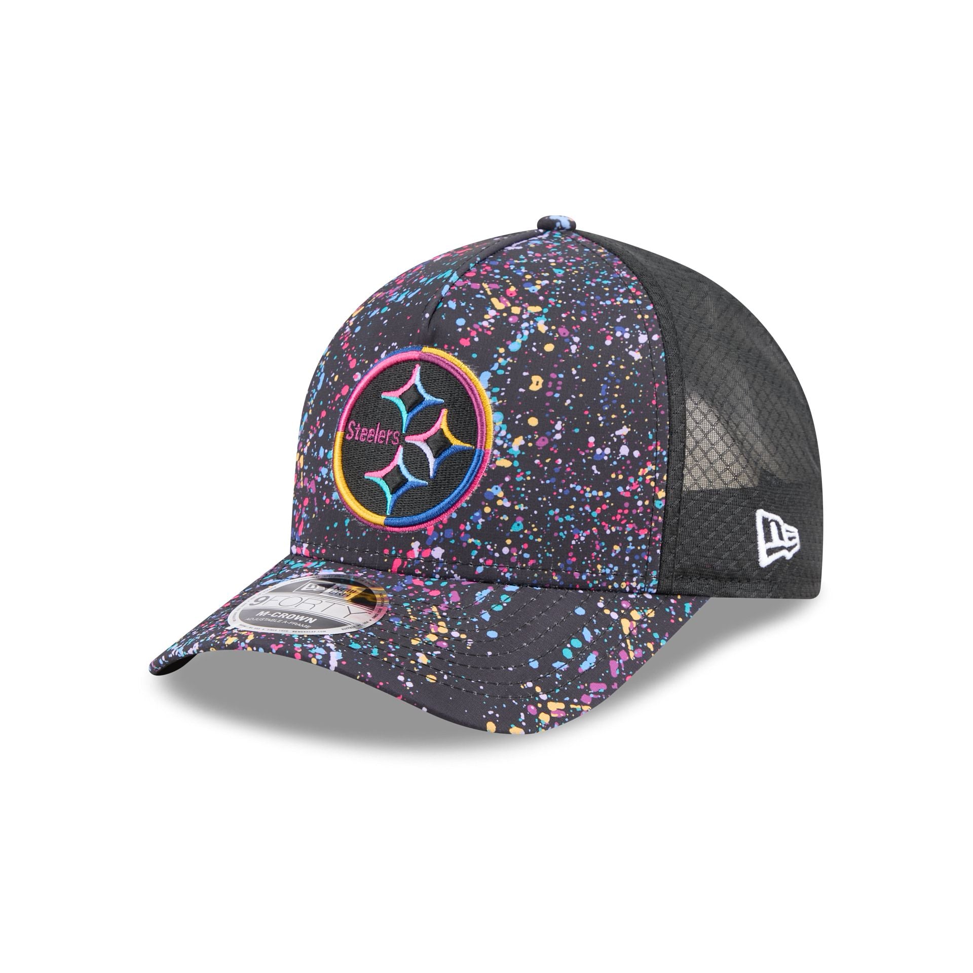 Pittsburgh Steelers 2025 Crucial Catch 9FORTY M-Crown A-Frame Trucker Hat