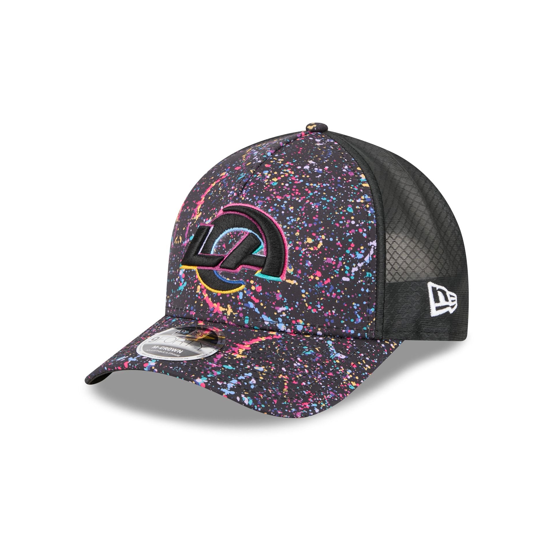 Los Angeles Rams 2025 Crucial Catch 9FORTY M-Crown A-Frame Trucker Hat