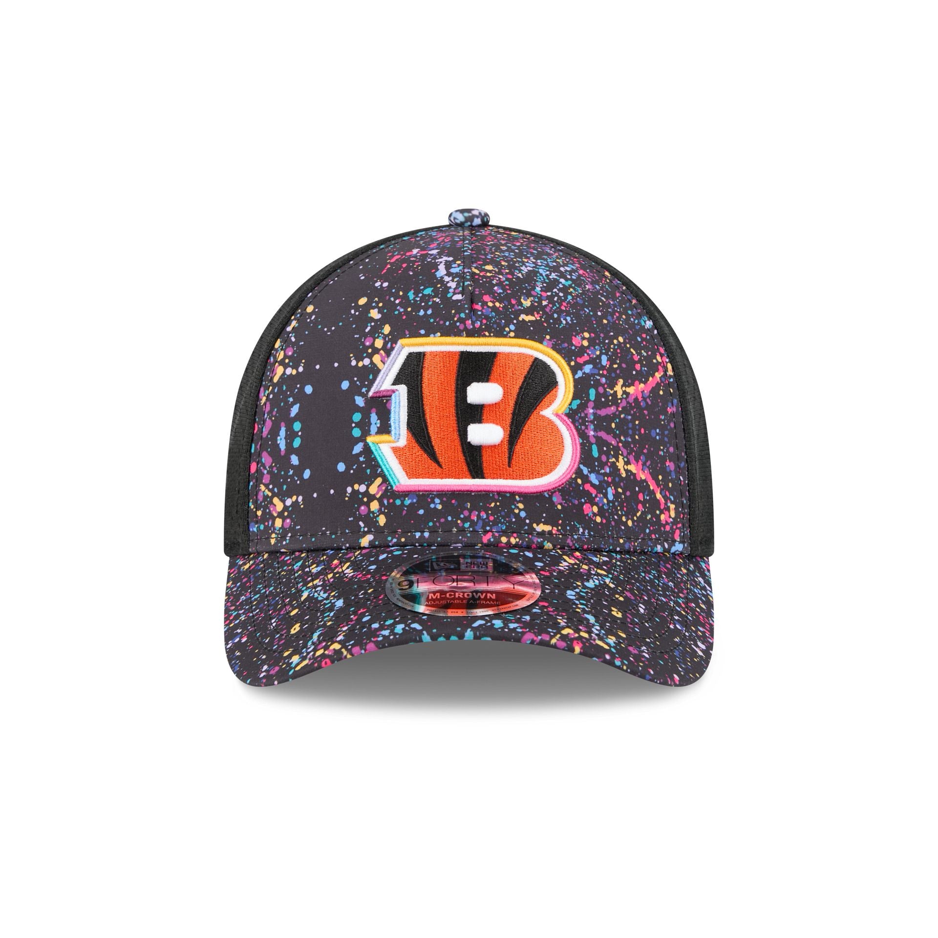Cincinnati Bengals 2025 Crucial Catch 9FORTY M-Crown A-Frame Trucker Hat