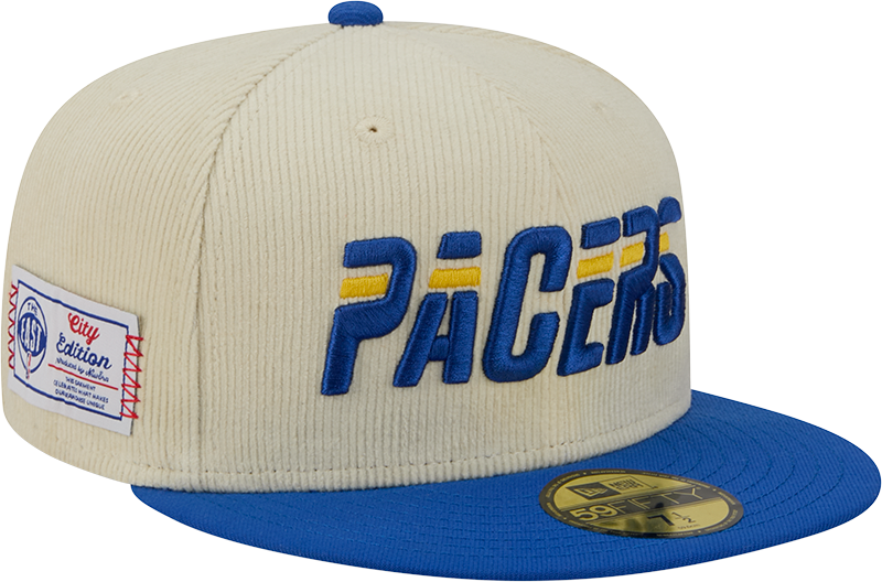 Indiana Pacers 2025 City Edition Chrome White Corduroy 59FIFTY Fitted Hat
