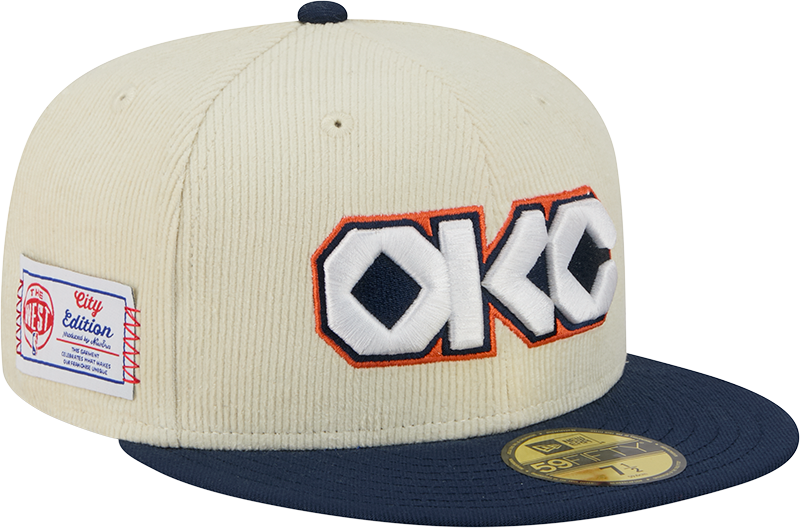 Oklahoma City Thunder 2025 City Edition Chrome White Corduroy 59FIFTY Fitted Hat