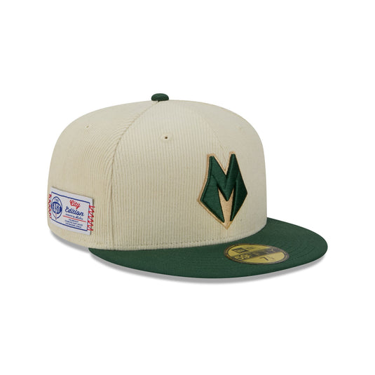 Milwaukee Bucks 2025 City Edition Chrome White Corduroy 59FIFTY Fitted Hat - New Era Cap