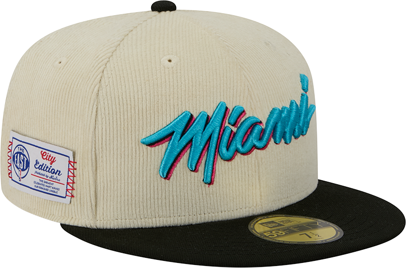 Miami Heat 2025 City Edition Chrome White Corduroy 59FIFTY Fitted Hat