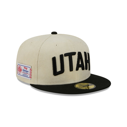 Utah Jazz 2025 City Edition Chrome White Corduroy 59FIFTY Fitted Hat - New Era Cap