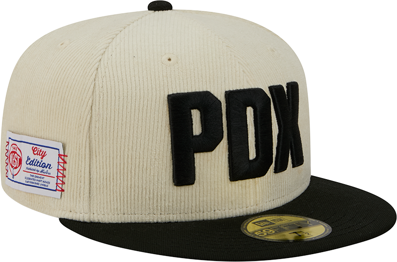 Portland Trail Blazers 2025 City Edition Chrome White Corduroy 59FIFTY Fitted Hat