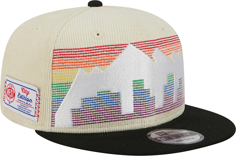 Denver Nuggets 2025 City Edition Chrome White Corduroy 9FIFTY Snapback Hat