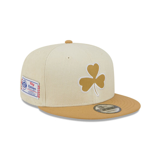 Boston Celtics 2025 City Edition Chrome White Corduroy 9FIFTY Snapback Hat - New Era Cap