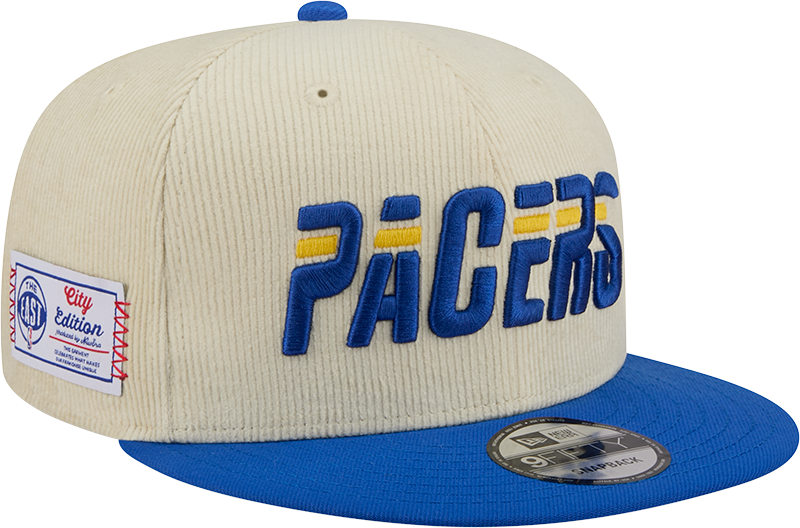 Indiana Pacers 2025 City Edition Chrome White Corduroy 9FIFTY Snapback Hat
