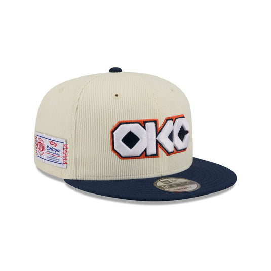 Oklahoma City Thunder 2025 City Edition Chrome White Corduroy 9FIFTY Snapback Hat - New Era Cap