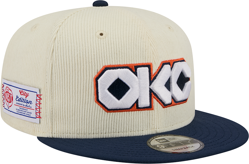 Oklahoma City Thunder 2025 City Edition Chrome White Corduroy 9FIFTY Snapback Hat