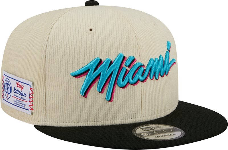 Miami Heat 2025 City Edition Chrome White Corduroy 9FIFTY Snapback Hat