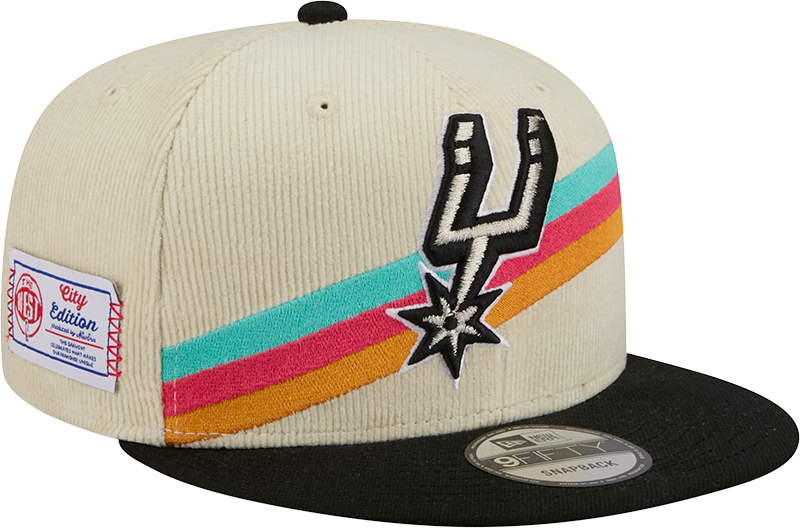 San Antonio Spurs 2025 City Edition Chrome White Corduroy 9FIFTY Snapback Hat