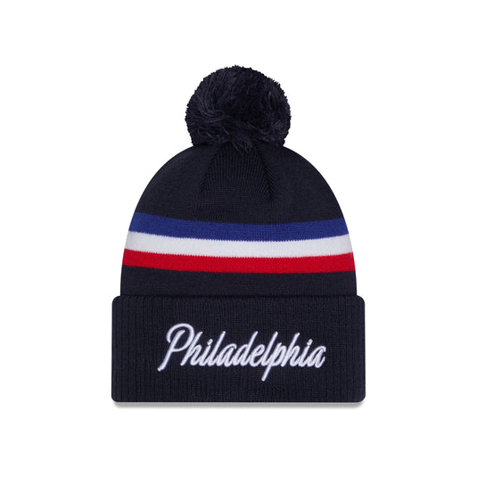 Philadelphia 76ers 2025 City Edition Pom Knit Hat - New Era Cap