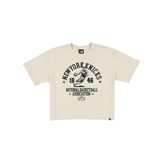 New York Knicks Throwback Prep Stone Women's Cropped T-Shirt - New Era Cap