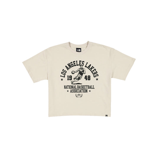 Los Angeles Lakers Throwback Prep Stone Women's Cropped T-Shirt - New Era Cap