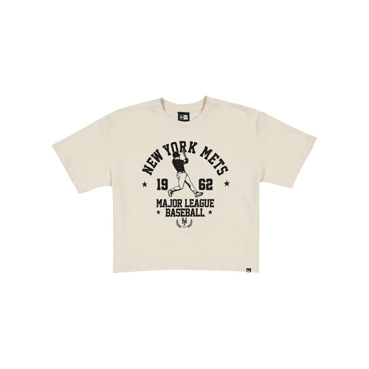 New York Mets Throwback Prep Stone Women's Cropped T-Shirt - New Era Cap