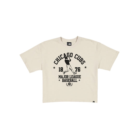 Chicago Cubs Throwback Prep Stone Women's Cropped T-Shirt - New Era Cap