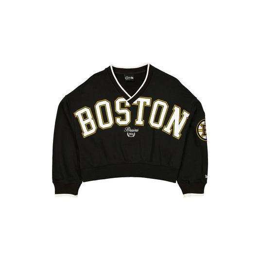 Boston Bruins Throwback Prep Women's Cropped Crewneck - New Era Cap