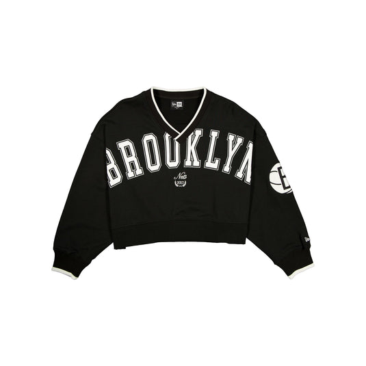 Brooklyn Nets Throwback Prep Women's Cropped Crewneck - New Era Cap