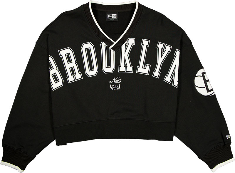 Brooklyn Nets Throwback Prep Women's Cropped Crewneck