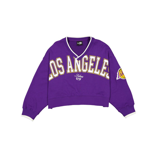 Los Angeles Lakers Throwback Prep Women's Cropped Crewneck - New Era Cap