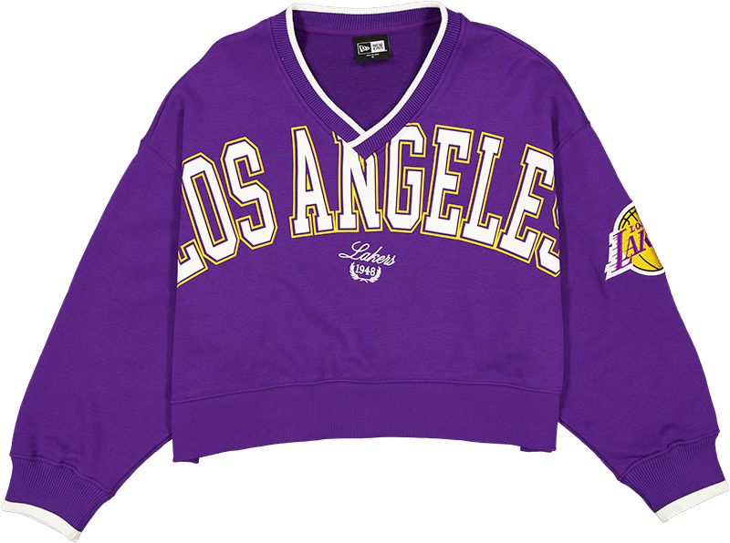 Los Angeles Lakers Throwback Prep Women's Cropped Crewneck
